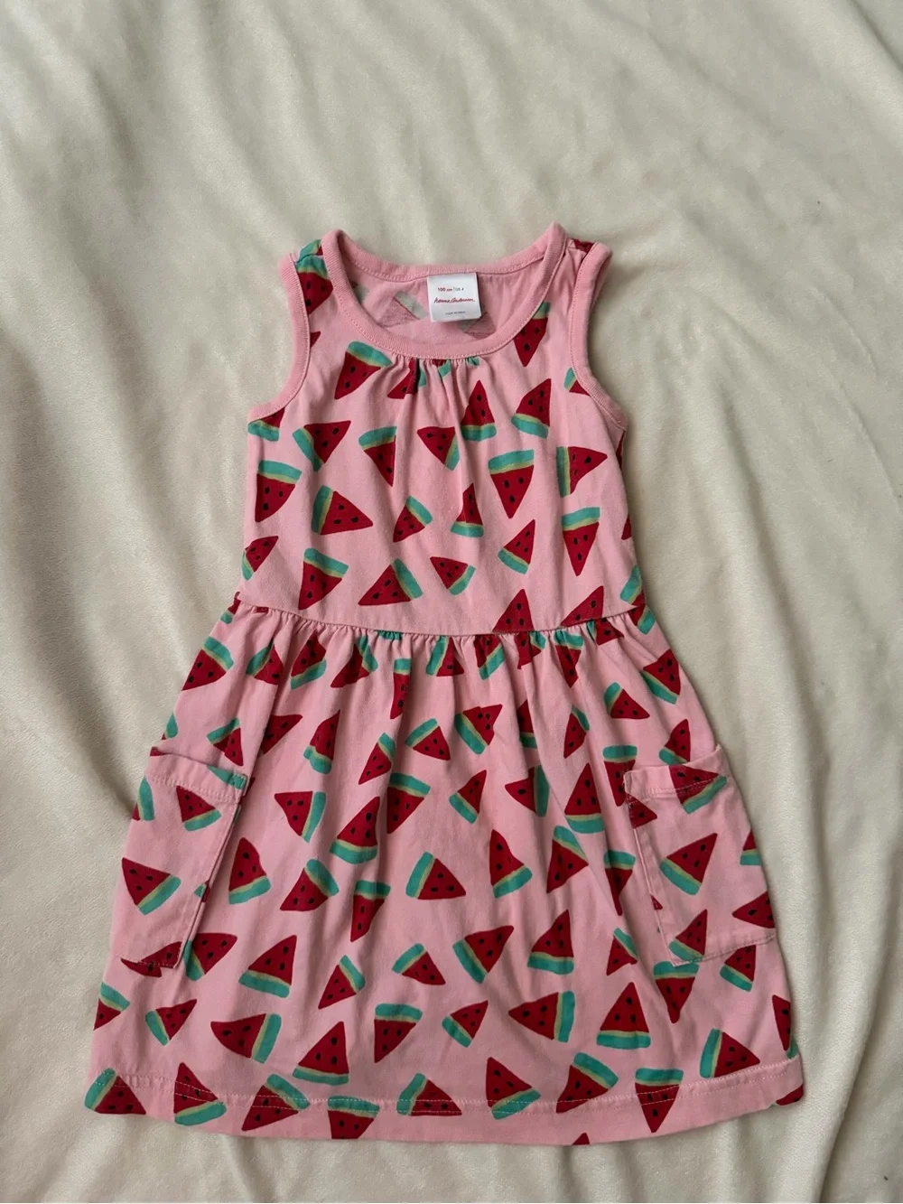 Kids Pink Watermelon Print Sleeveless Dress